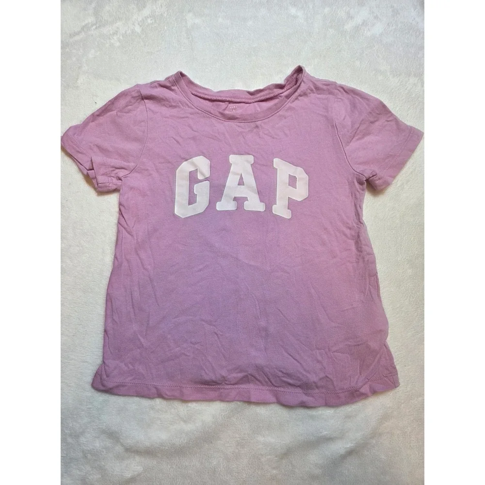 304 GAP Kids Girls 5T Pink Purple Logo T-Shirt Short Sleeve 100% Cotton 5 Years